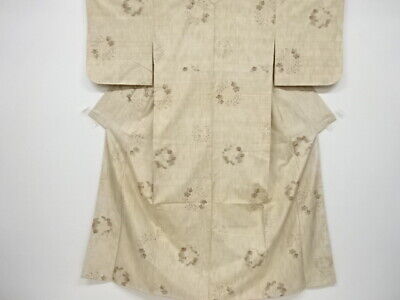 6264437: Japanese Kimono / Antique Kimono / Tsumugi / Woven Flower Roundel