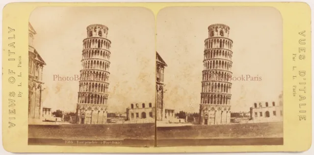 Italien Pisa -umfang Schiefe Foto Stereo L. L. Paris Ferrier c1860 Albumline