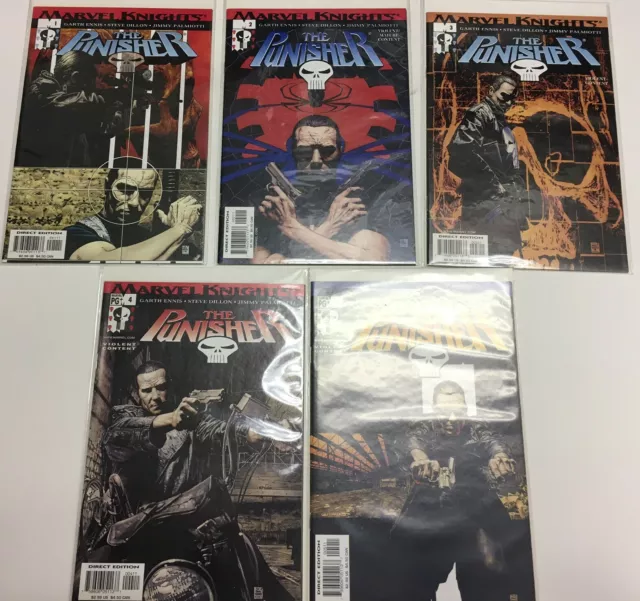 Lot 5 Marvel Knights Comic Books "The Punisher"  issues 1 to 5   2001 series