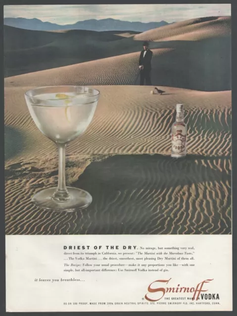 Original Reklame, Werbung 1954 - Smirnoff Vodka, Wodka - Wüste, Surrealismus