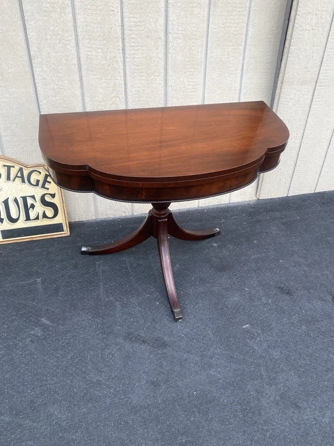 64669 Duncan Phyfe Mahogany Flip Top Game Table with brass handles