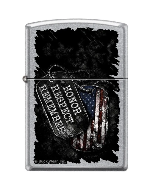 Zippo 7405, Buck Wear, Honor-Respect-Remember, Street Chrome Lighter