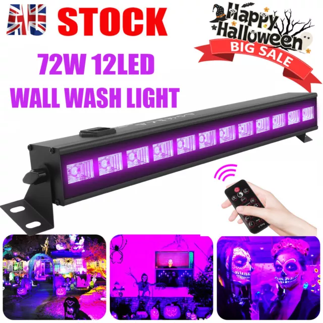 UV Black Light 72W 12LED Wall Wash Light Bar DMX Disco Party Stage Show DJ Light