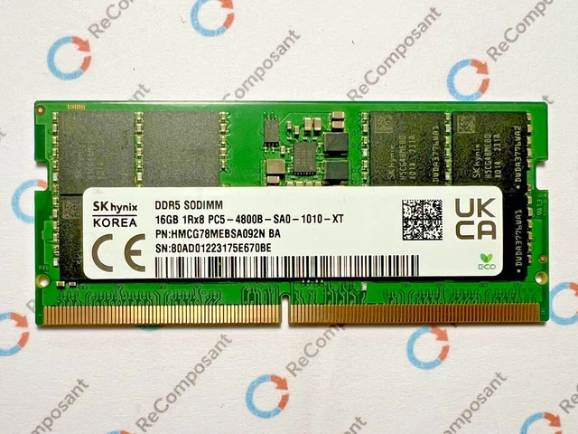 Barrette RAM SK Hynix 16 Go DDR5 4800 MHz SODIMM Pour PC Portable – HMCG78MEBSA095N