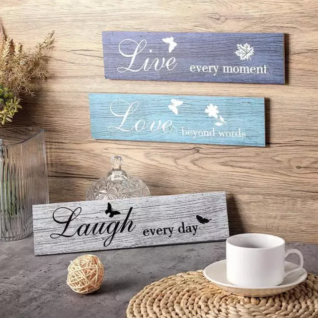 3 Pieces Rustic Wood Sign Wall Decor Live Love and Laugh Quote Sign Home Decor