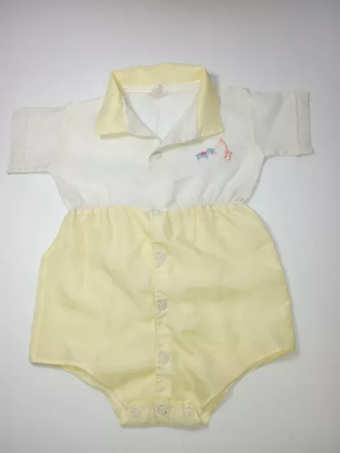 Vintage Original Windsor Baby Outfit Yellow 10 Month Embroider Elephant Geraffe