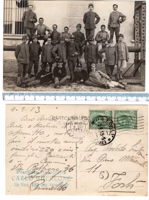 1913 Regio Esercito - foto viaggiata - foto ricordo con i commilitoni