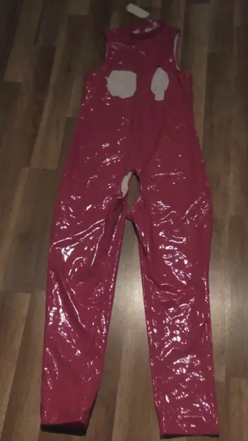 Lack - Leder Stretch Overall rot XXXL XXL 46 44 neu ungetragen unisex lang