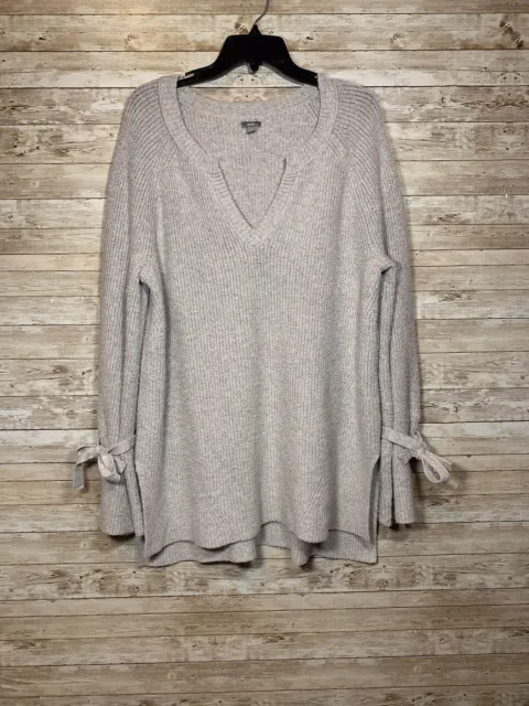 Aerie Oversized Knit Sweater Pullover Bell Sleeve Heather Gray Size Large