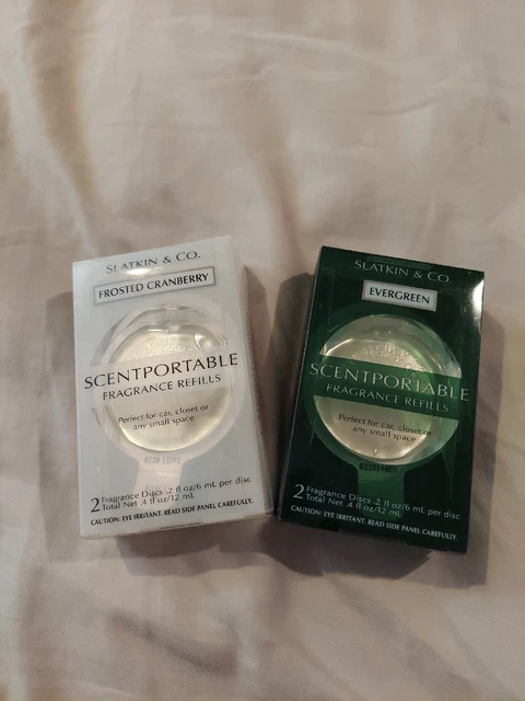 Slatkin & CO Scentportable Evergreen  2pk & Frosted Cranberry 2pk Refills