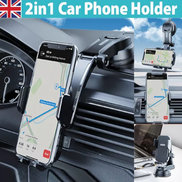 Universal Car Phone Holder 360 Rotation Windscreen / Dashboard Suction Mount UK