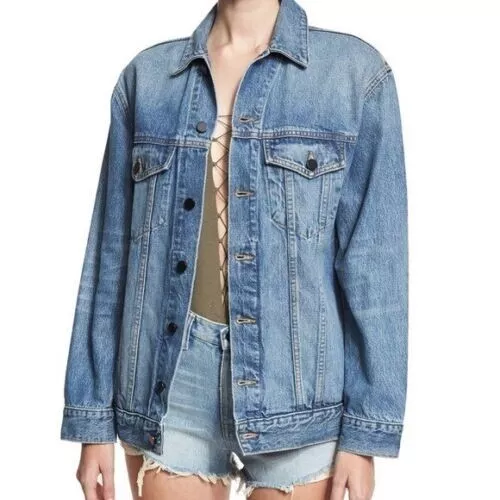 ALEXANDER WANG x DENIM  OVERSIZED Jean Jacket trucker Made in USA Size Large    