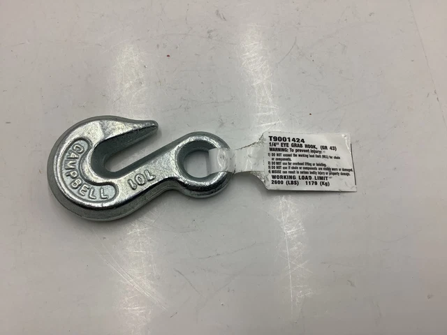 QTY 5 Campbell 1/4" Eye Grab Hook Grade 43 Zinc Plated Working Load Limit 2600lb 3