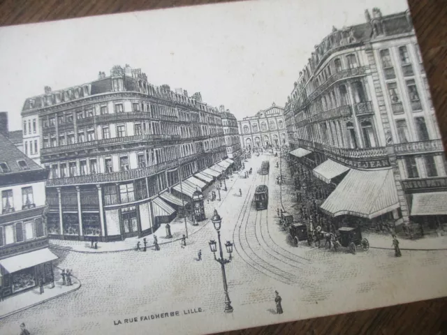 Alte PK AK La Rue Faidherbe Gare de Lille Straßenbahn France um 1915 Feldpost