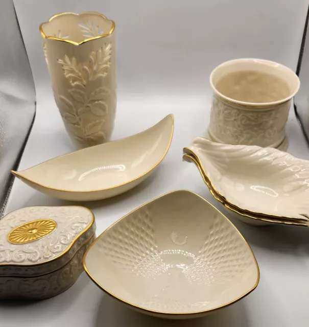 Lenox Ivory Elegant Porcelain Collections 24K Gold Trim  Lot Of 5