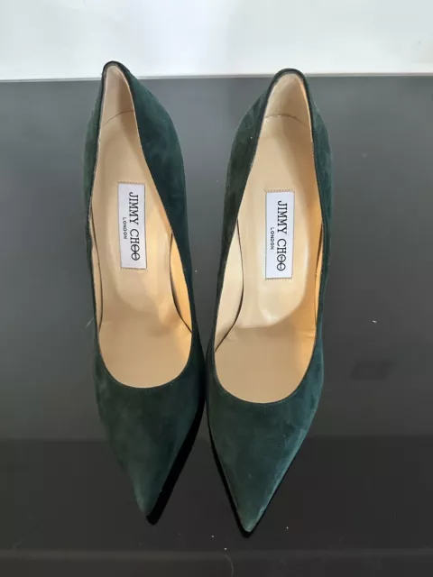 Jimmy Choo Anouk Size 38 Green Suede Pumps 2