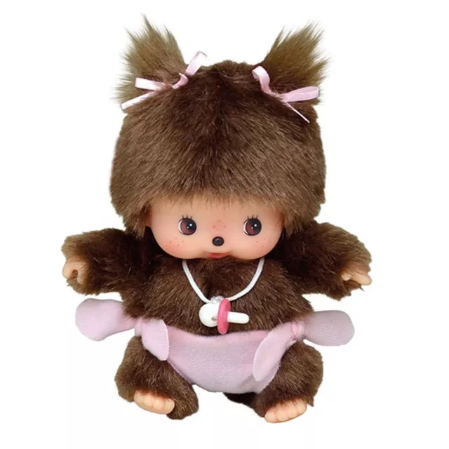 Bebichhichi | 13 cm | Monchhichi Puppe | Mädchen | Baby mit rosa Windel