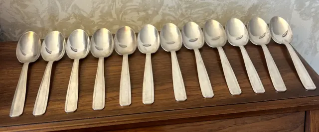 French Spoon 8.25" Set 575 Silver Dinner Table Spoons Vintage (Set Of 12)