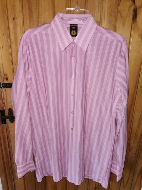 Camicia da uomo vintage Snowdrift Bri nylon 16" colletto rosa e righe prugna