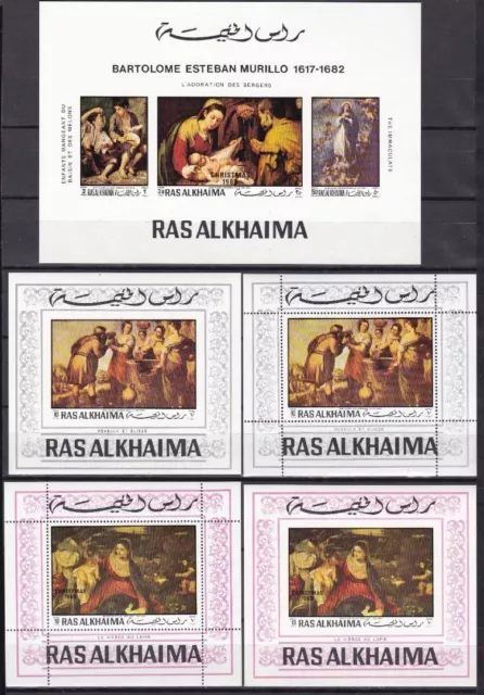 Ras al Kaima 349/351+Block 77/78 postfr./mnh Gemälde paintings 1970 -24371