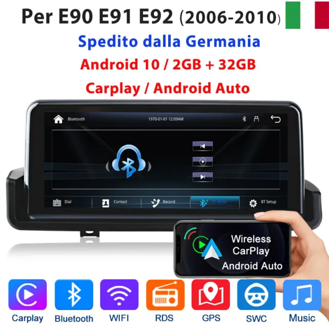 CarPlay Android10 Autoradio GPS Navi Per BMW E90 E91 E92 06-2010 WIFI DAB+ 2+32G