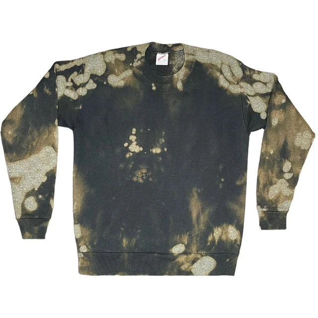 Felpa Tie Dye Nero Sbiancata Loungewear Vintage anni '90 Pullover Bambini
