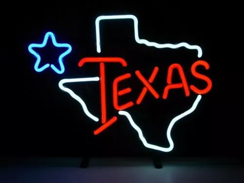 Texas Lone Star 24"x20" Neon Sign Lamp Light Visual Handmade Garage Artwork Bar