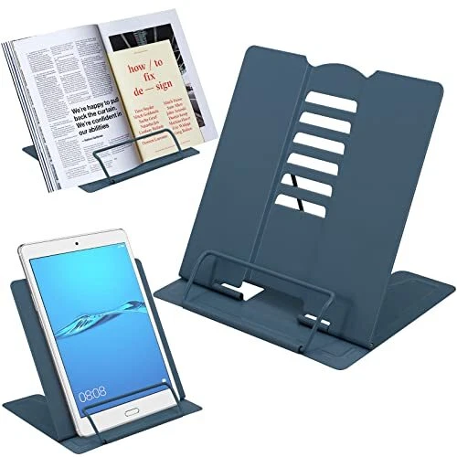 Metal Book Stands,  Adjustable Reading Rest Book Holder Blue Book Stand