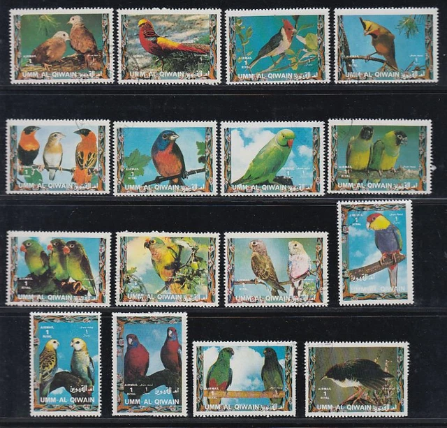 Umm al Qiwain 1972 used Mi.1242/57 A Vögel Birds Papagei Fink Tiere Fauna Natur