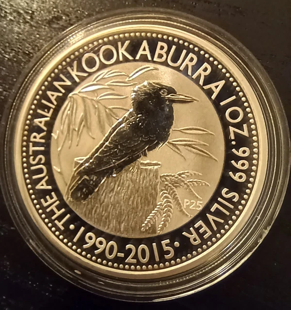 Australia 1990-2015 Kookaburra Anniversary 1oz 999 Silver Perth Mint