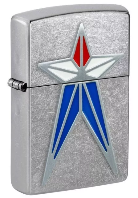 Zippo 48903, Red, White & Blue Star Emblem Design, Street Chrome Lighter, NEW