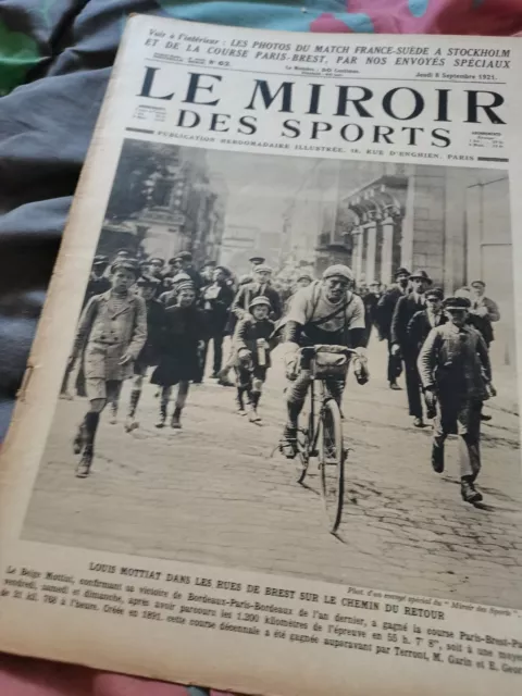 Le Miroir des Sports n°62- 1921 - Athlétisme Cyclisme Aviation Course Voitures