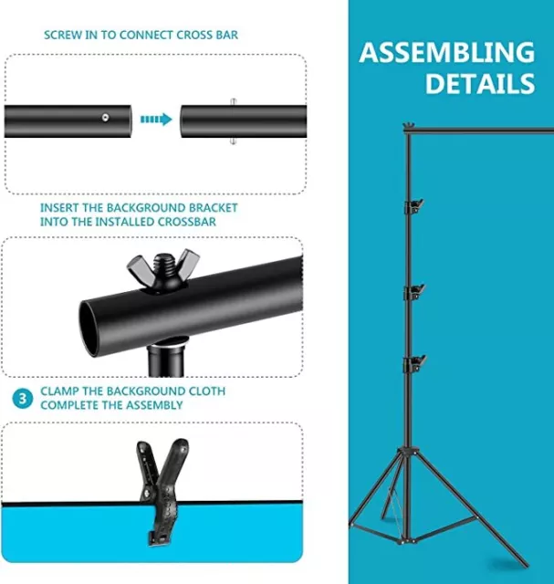 Neewer 2.6×3m Background Stand Support System with Backdrop Lighting kit Softbox 3