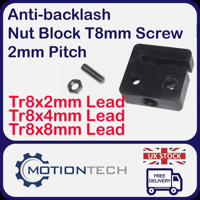 Anti-Backlash 8mm Lead Screw Nut Block POM/Delrin for TR8x2 TR8x4 TR8x8 CNC 3D