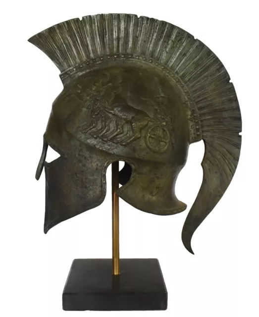 Ancient Greek Athenan Corinthian Helmet - Classic Period - Marble Base - Bronze