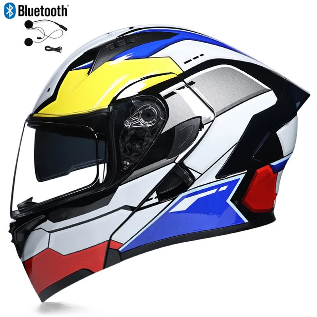 BLUETOOTH MODULAR MOTORCYCLE Helmet Full Face Motorbike Flip Up Crash