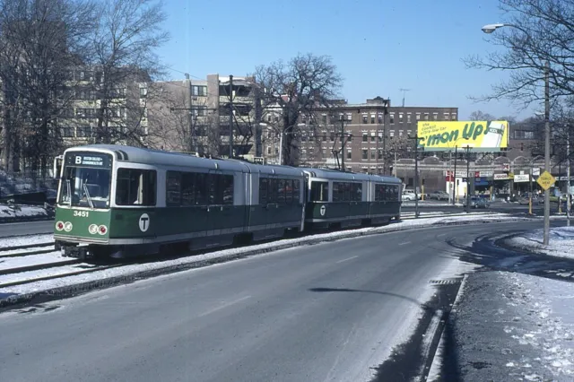 Trolley Slide - Boston T MBTA #3451 LRV Transit Train Car 1981 Commonwealth Ave