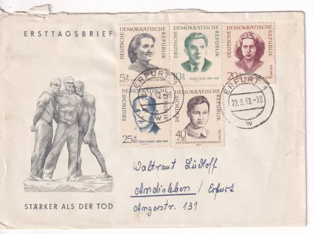 DDR, Mi. 881/85, Antifaschisten, FDC, Erfurt, 22.3.62