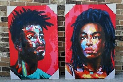 BLACK AFRICAN AMERICAN ART IMAGES - MAN and WOMAN - BEAUTIFUL COLORFUL