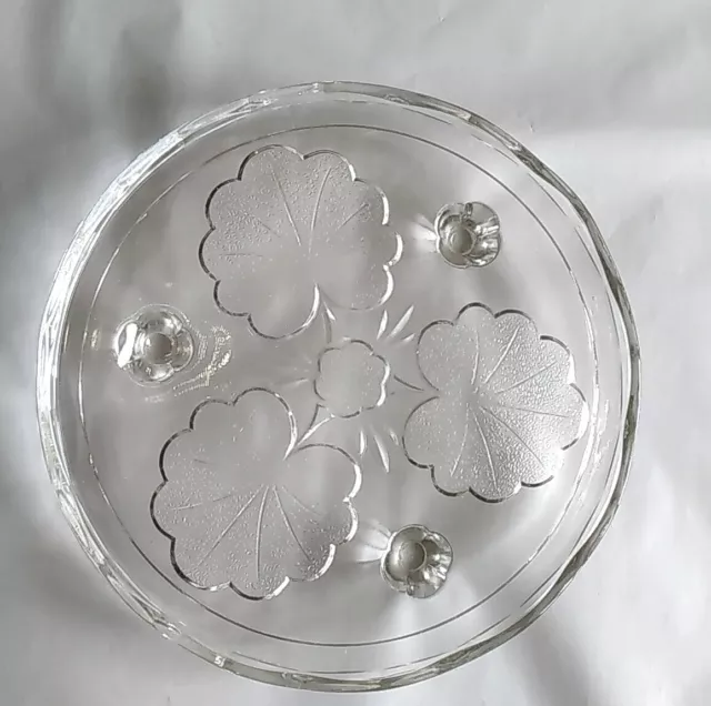 Vintage Lily Hand Cut Crystal Three Feet Cake Plate Platter 23cm Diameter