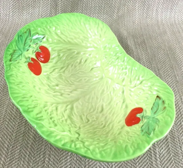 Vintage Beswick Pottery Cabbage Leaf Bowl Majolica Tomatoes Salad Serving Kitsch