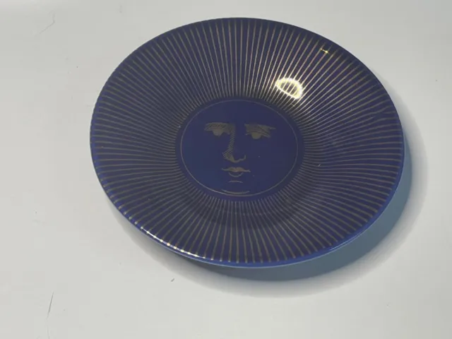 Vintage Fornasetti Milano Blue Sun Ceramic Plate Coaster