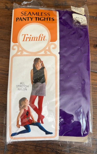 Vintage 1970's Girls Trimfit Seamless Panty Tights Brady Bunch Mod Size 7-9 RARE