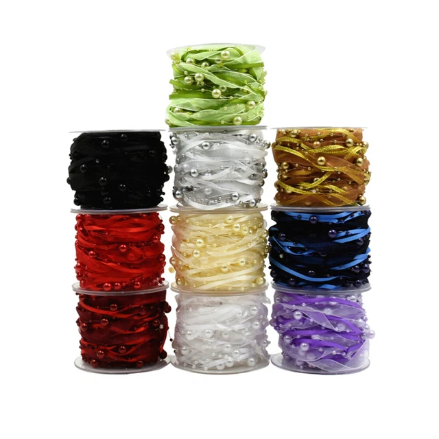 1 rollo cinta satinada perlas regalo cintas envolventes hágalo usted mismo para artesanías embalaje de cabello