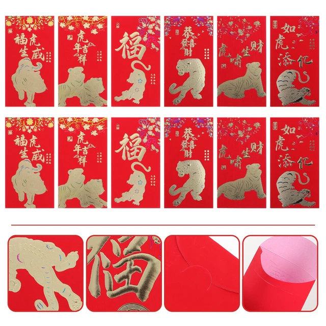 18 Pcs Paper Year The Tiger Red Envelope Money Packet Wedding Envelopes