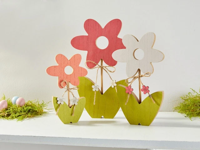 Salvare Set 2x Fiore di Legno " ",3er Colorato Decorativi Legno,Decorazione