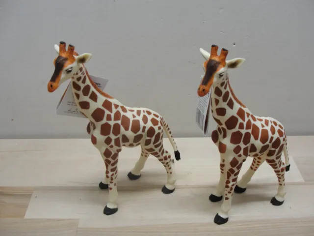 2 New 1996 Wild Safari Ltd Giraffe 7" Tall Plastic Figurines