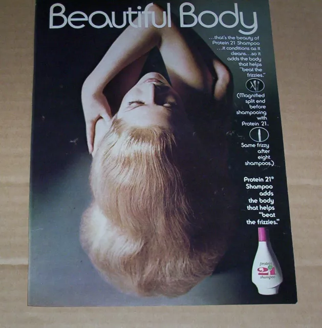 1976 AD PAGE - Protein 21 hair Blonde girl Beautiful Body shampoo PRINT ...