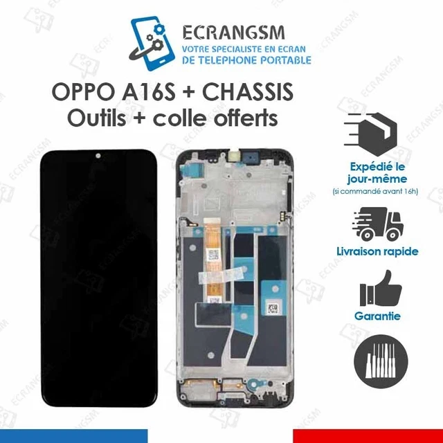 ECRAN LCD + VITRE TACTILE + FRAME pour OPPO A16S+ outils