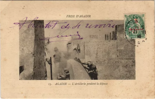 CPA AK Military AGADIR Artillery During Defense MOROCCO (24136)